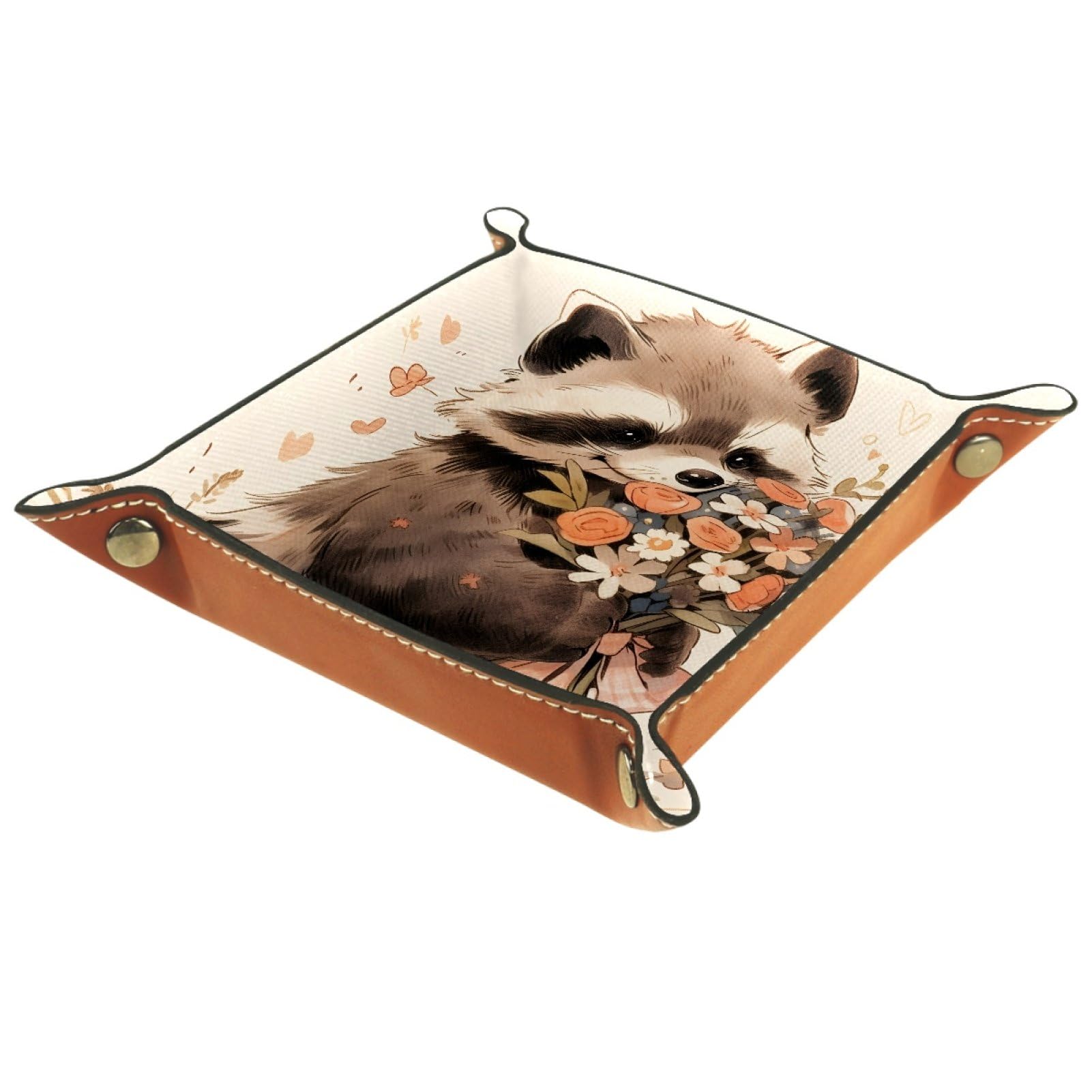 Raccoon Bouquet Portable Folding Dice Rolling Tray, Microfiber Leather Dice Holder for Dice Games Like RPG, DND and Other Table Games, 20.5 ร 20.5 cm โ image 1
