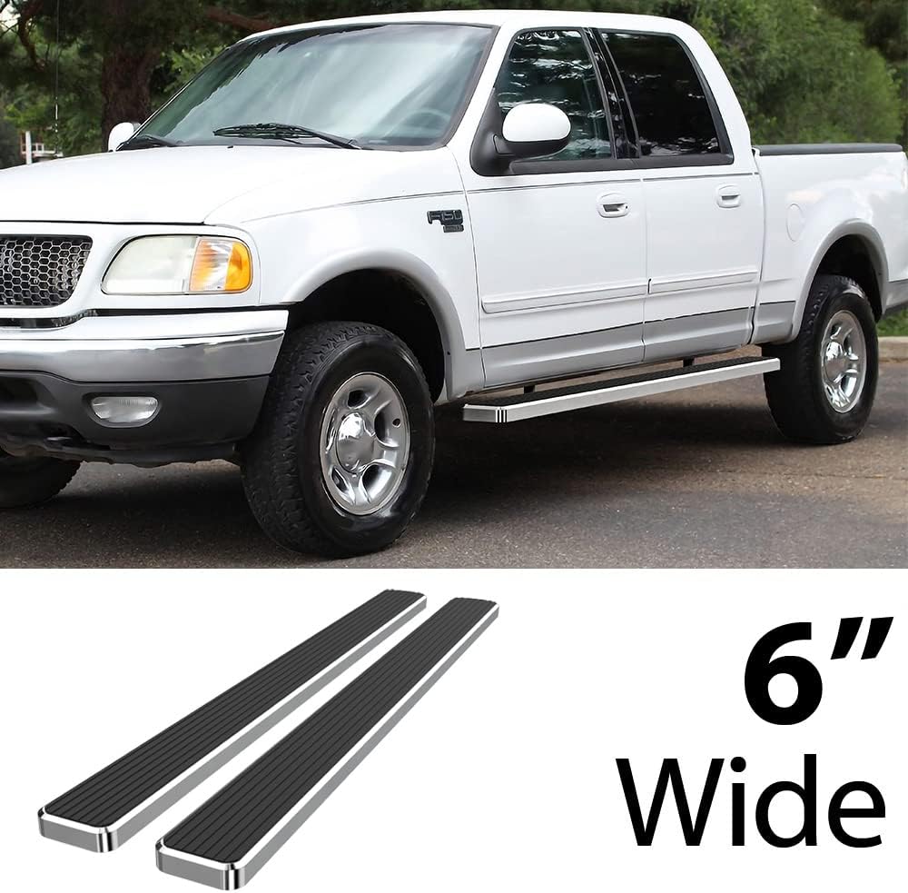 HD Ridez Steel Running Bars 6" Polished Compatible with Ford F150 2001-2003 SuperCrew Cab (Include 04 Heritage) (Nerf Bar Side Steps Side Bars)