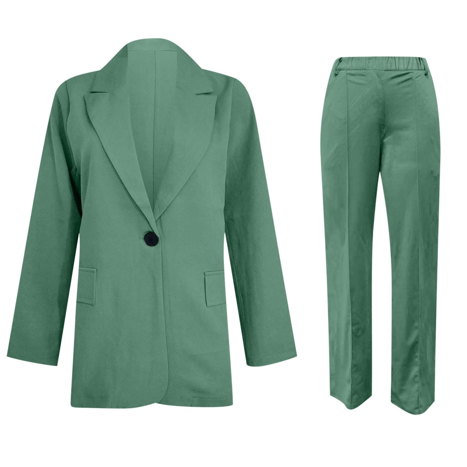 Tailleur Femme Ensemble Pantalon 2 Pièces Chic et Elegant Couleur Unie Slim Fit Blazer Veste Travail Décontracté Bureau Blazer Formelle