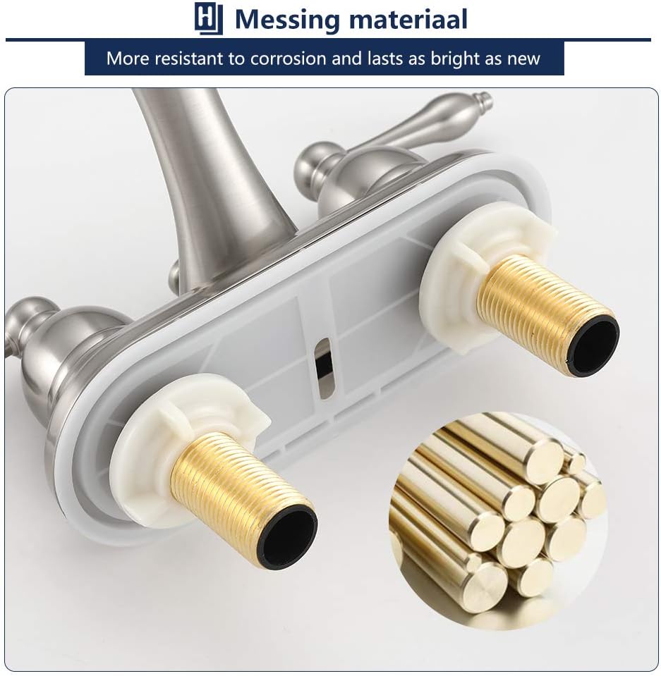 🔥 Cashback up to 70% Homelody 4 Inch Bathroom Sink Faucet Brushed Nickel Centerset Faucet 2 Handles Bathroom Faucet Lavatory Faucet with Pop-Up Drain Assembly (Without Hose)