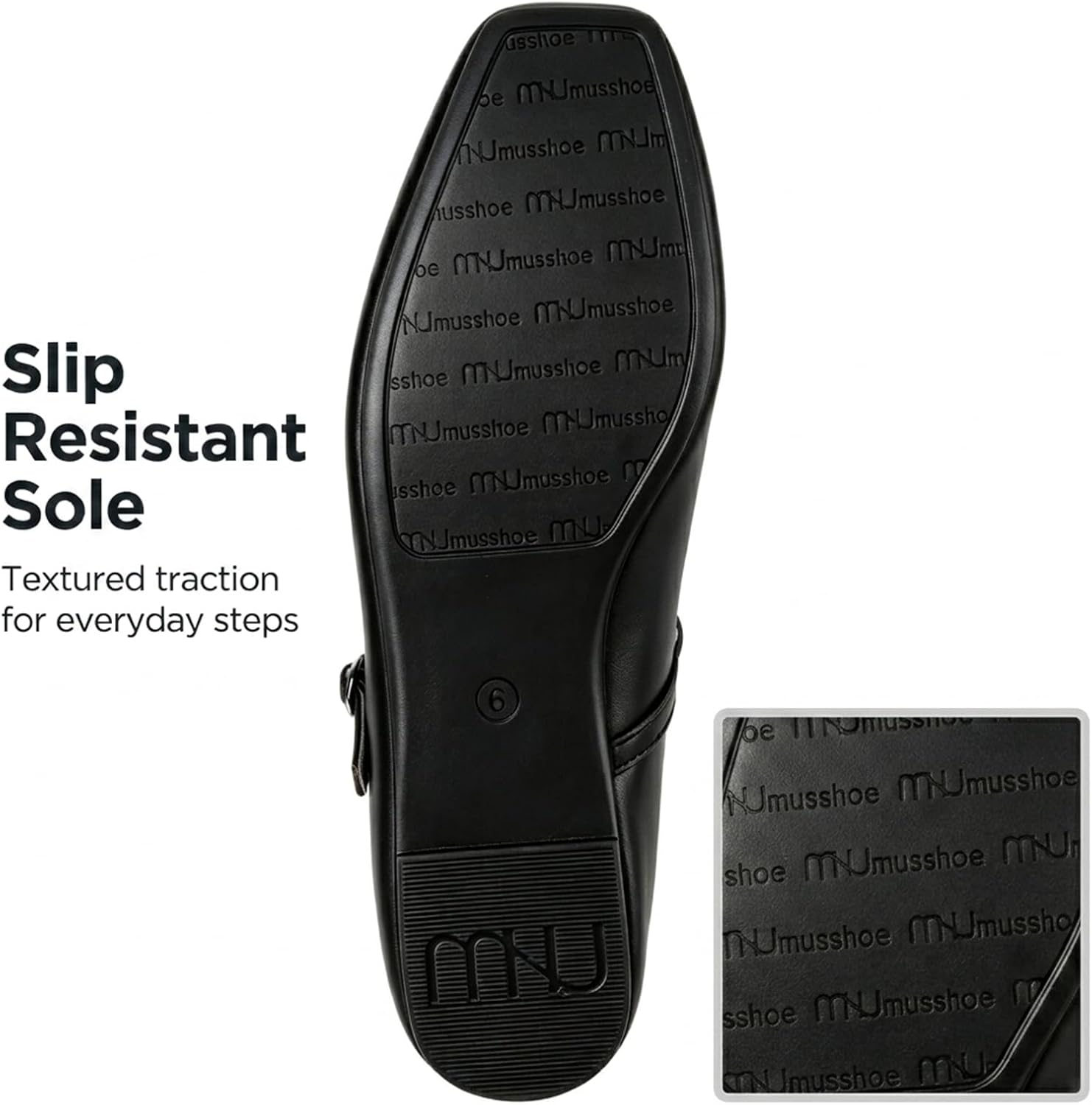 MUSSHOE Square Toe Mary Jane Flats for Women: Comfortable Non-Slip Dressy Business Casual Shoes with Adjustable Strap for Office Work image 5