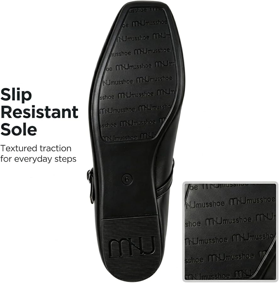 Amazon.com | MUSSHOE Square Toe Mary Jane Flats for Women