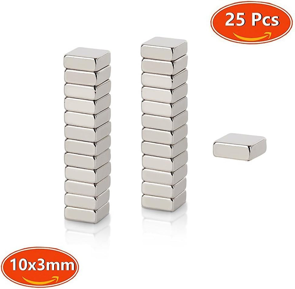 Neodymium Magnets, Strong N45 Grade Mini Craft Square Magnets 10 x 10 x 3mm, for Fridge Whiteboard Magnetic Mag, Neo Neodymium Rare Earth 25pcs