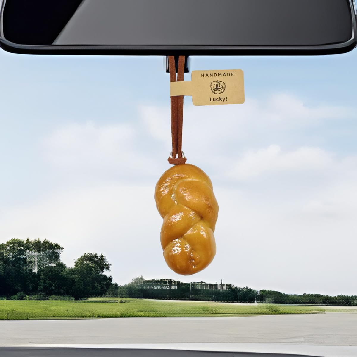 Alkaline Bread Car Mirror Hanging Accessories - Handmade Realistic Bread Car Rear View Mirror Charm - Cute Lucky