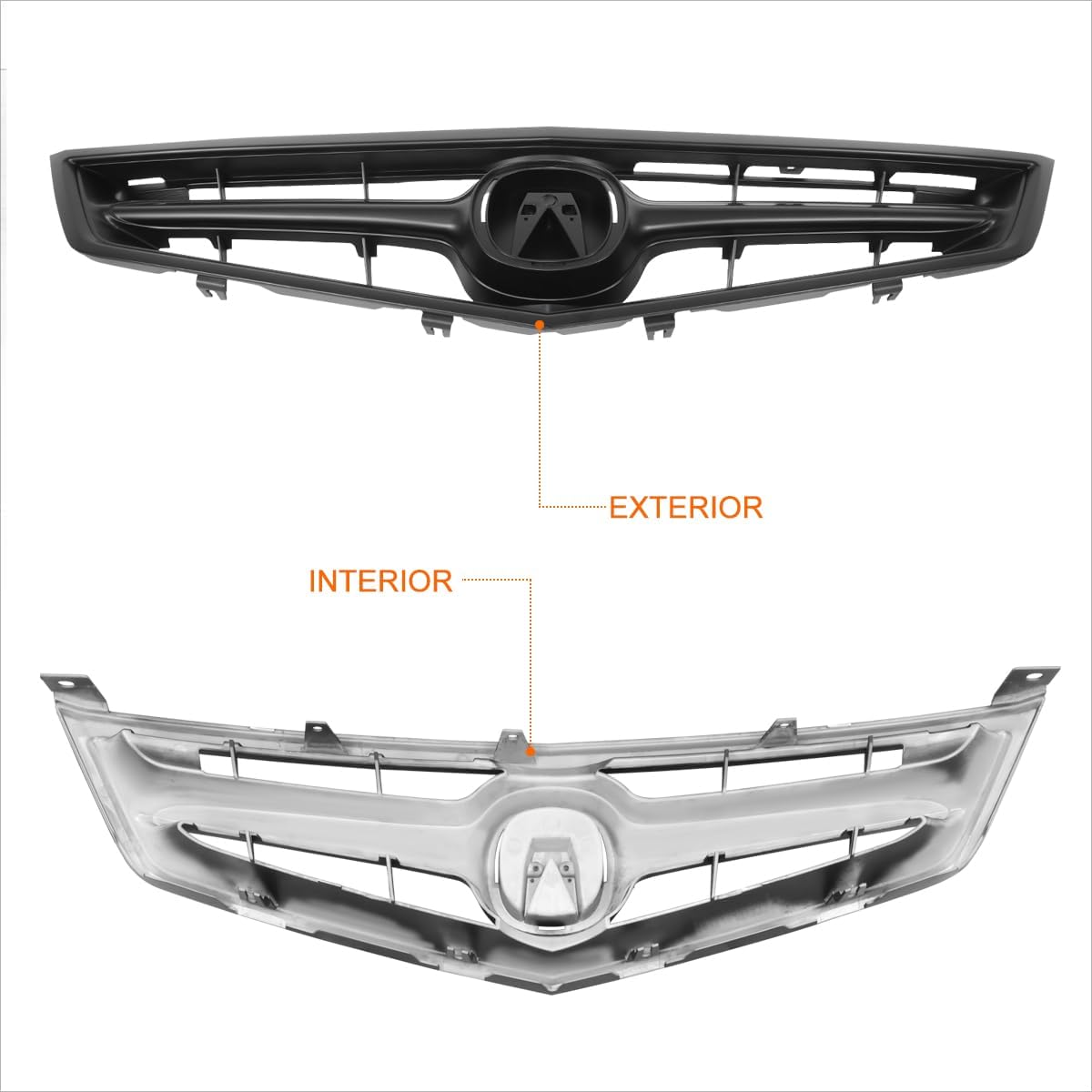 Factory Style Matte Black Front Bumper Grille Grill Assembly Compatible with 06-08 Acura TSX