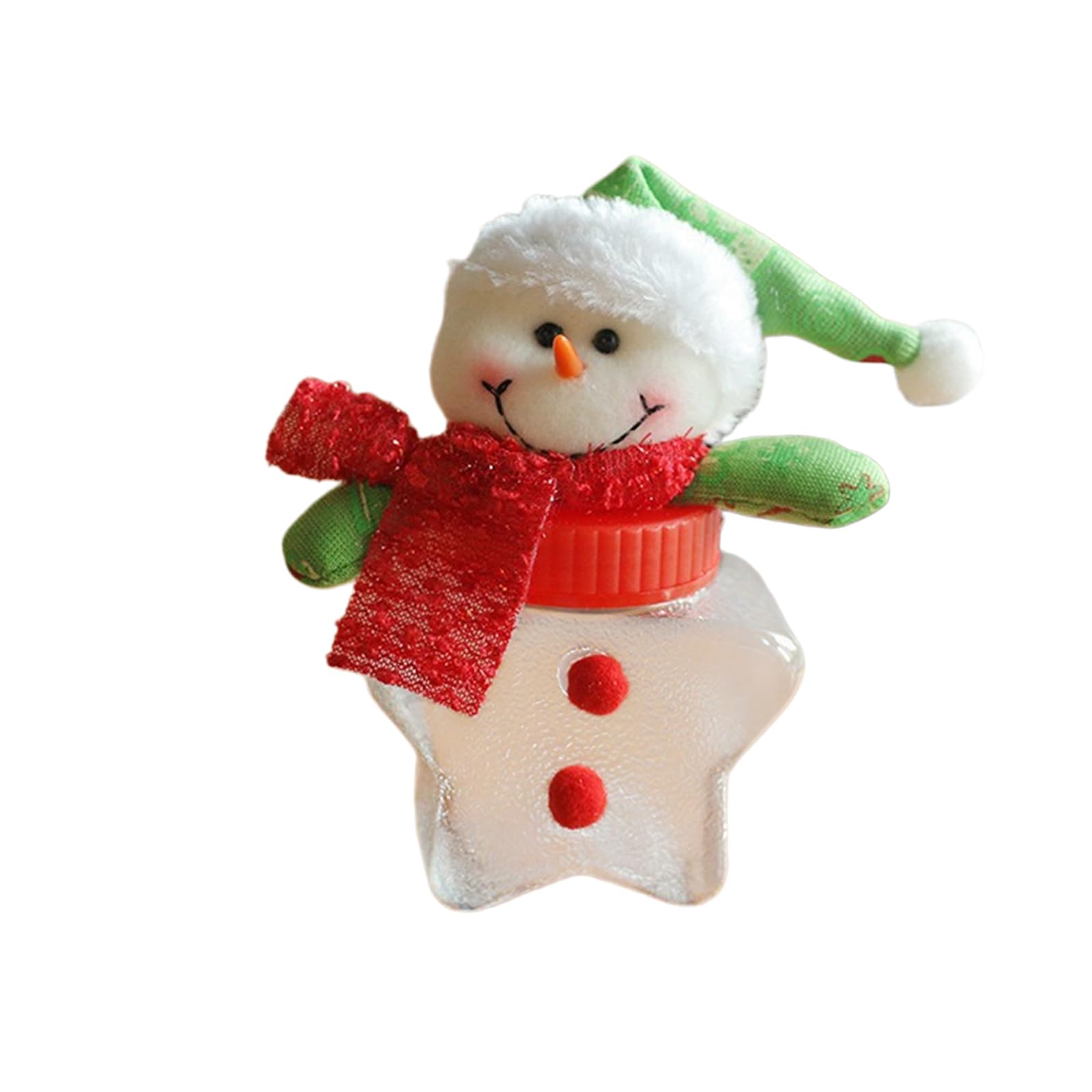 Holiday Candy Jar with Clear Storage Body and Festive Plush Lid Accent, Christmas Table Accent for Treat Display Christmas Candy Jar Holiday Treat Holder Clear Decorative Storage Container Tabletop