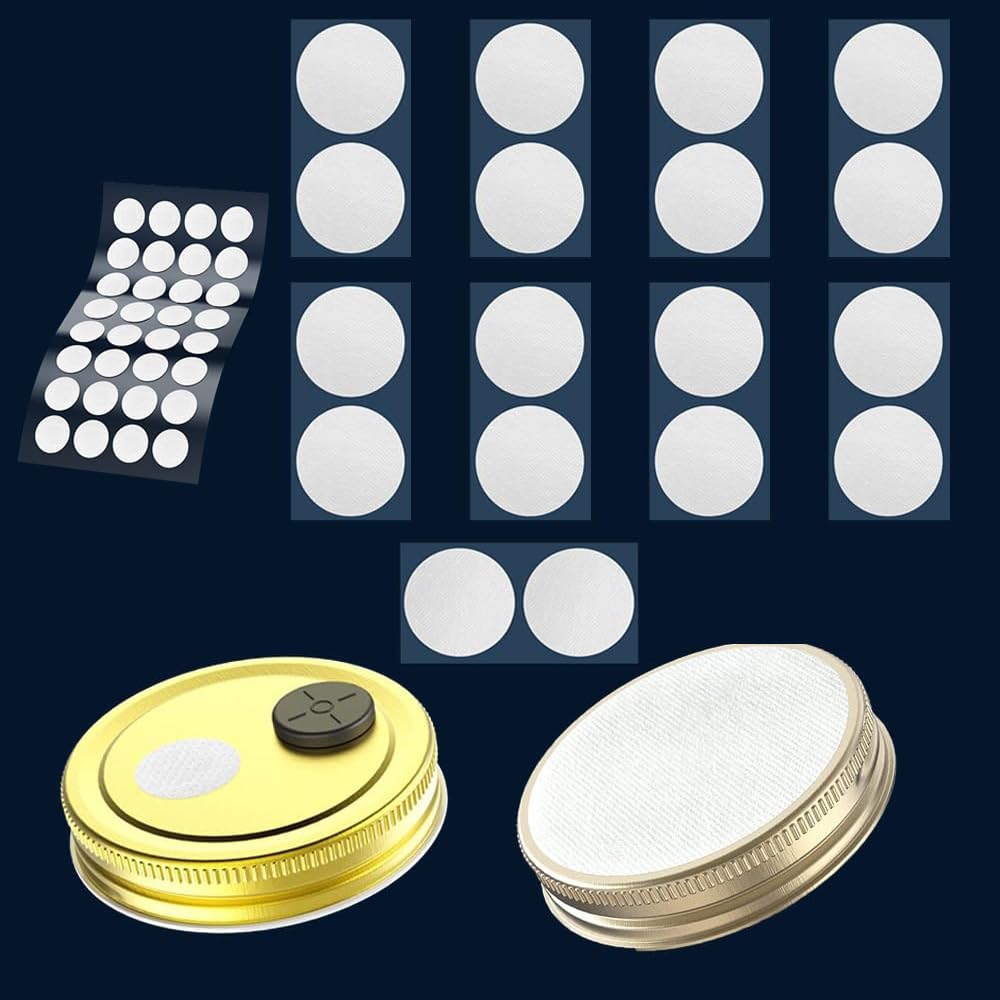 Mushroom Growing Supplies 0.25 μm - 32Pcs 20mm & 18Pcs 68mm Filter Filter Disc Mushroom,Membrane Filter Sticker, Mycology Supplies,Applied Under Wide Mouth Jar Lid for Mushroom Cultivation
