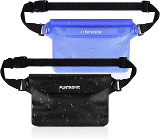 flintronic Wodoodporna torba, wodoodporna torba na ramię, na kajak kajak łódź kemping pływanie rafting welon wędkowanie, Czarny+niebieski, 22x15,5 cm