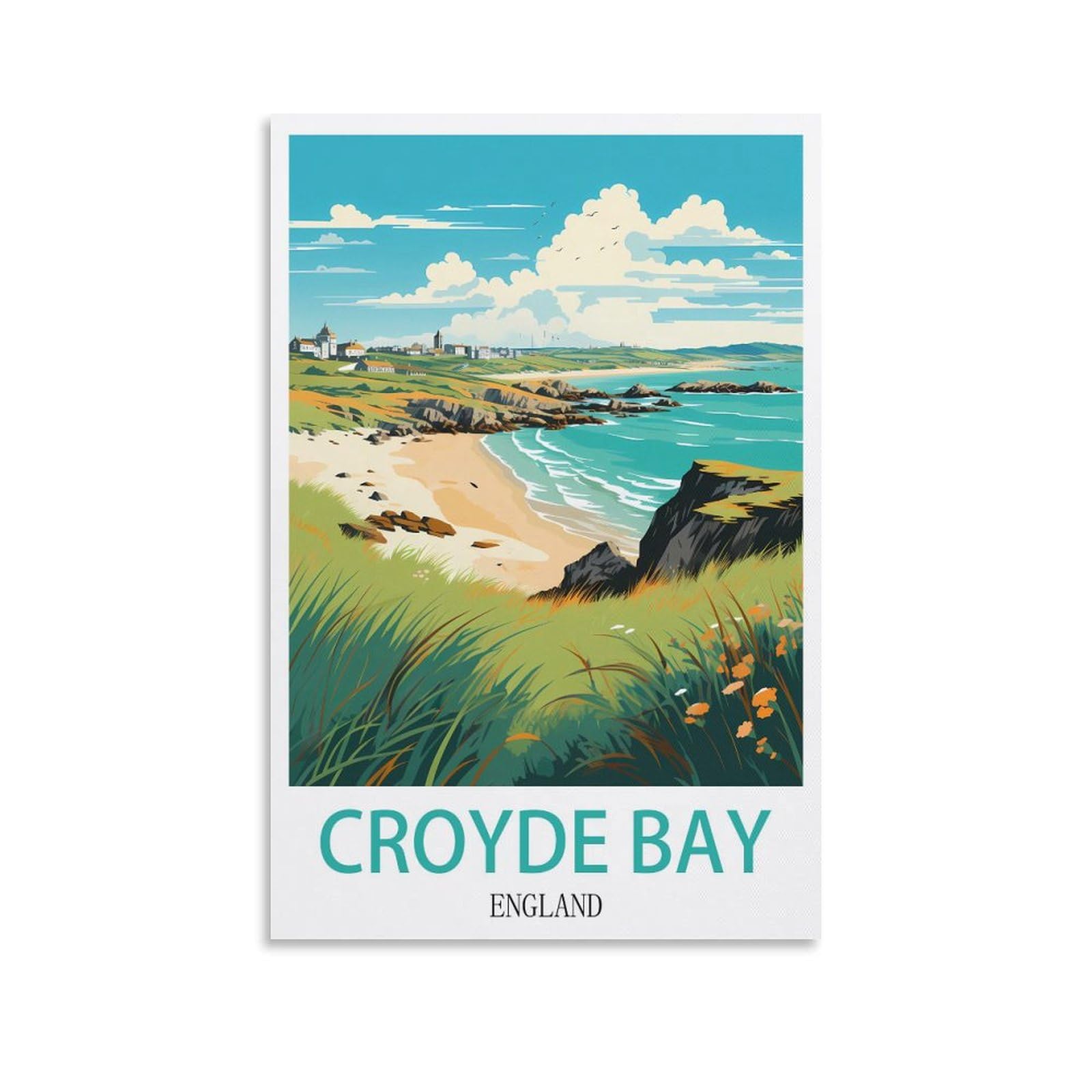 Tin Signs Retro,Croyde Bay England,Wall Art Decorative Plaque Decor for Home Livingroom Bedroom Cafes Coffee Bars Decoration Gifts 30x40cm