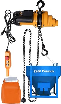 Electric Chain Hoist 2200lbs Electric Winch Crane with 3m Wired Remote Control 1500W Lifting Power System w/Emergency Stop Switch, 13 Feet Max. Pulling Height