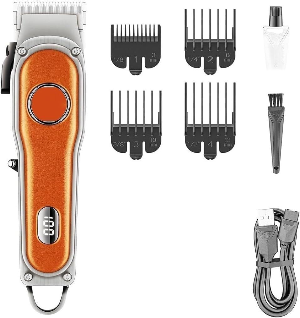 Electric Hair R Rs for Men Adjustable Trimmer Professional Cutting Machine Barber Haircut Metal for(Orange with Box)