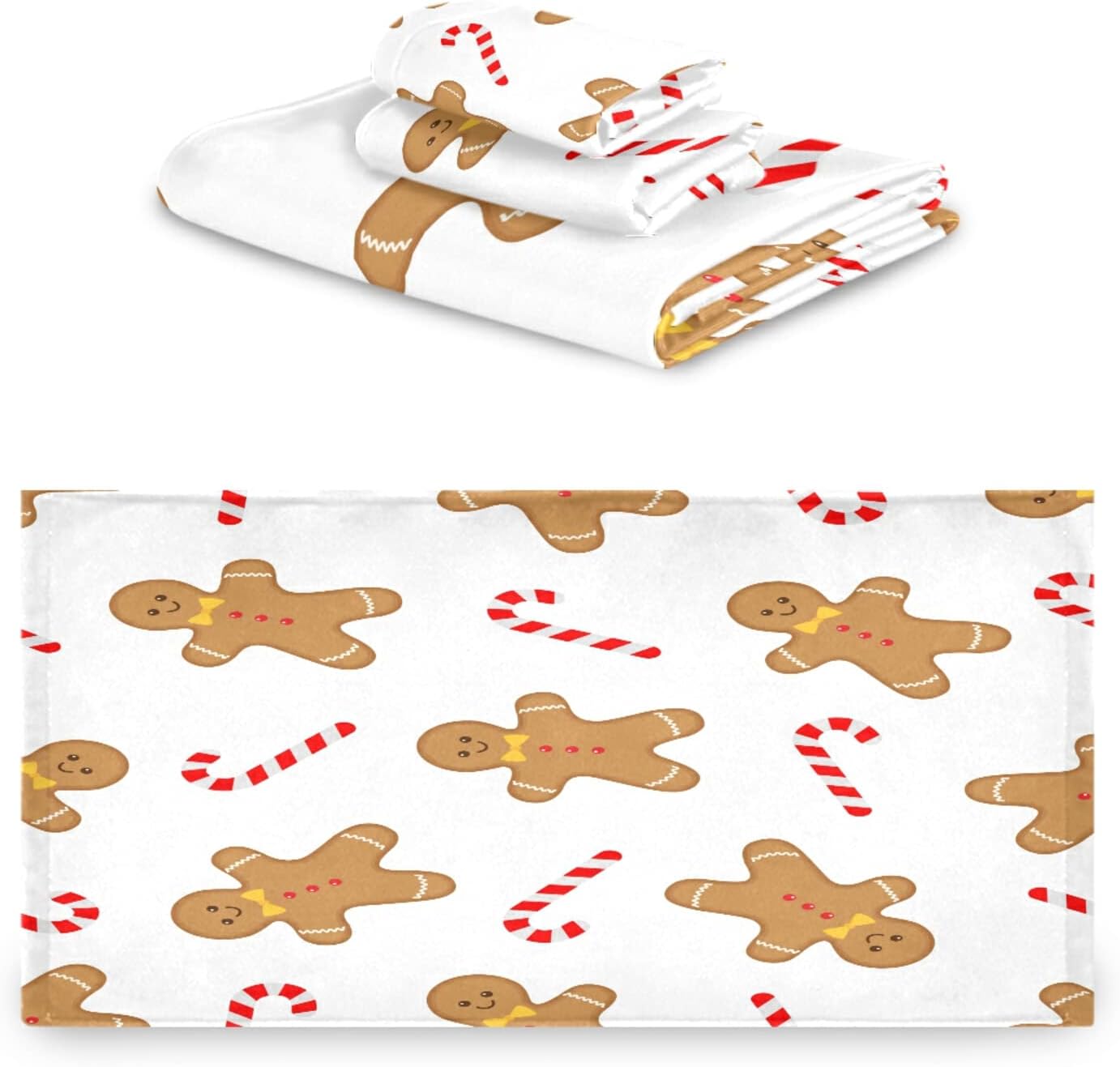 xigua Cute Christmas Gingerbread Man Towel Bathroom Sets, Towels 3-Piece, Bath Towel Hand Towel Washcloth, Softness & Absorbency Towel Set of 3 Multifuntion for Home Kitchen Hotel Gym Swim
