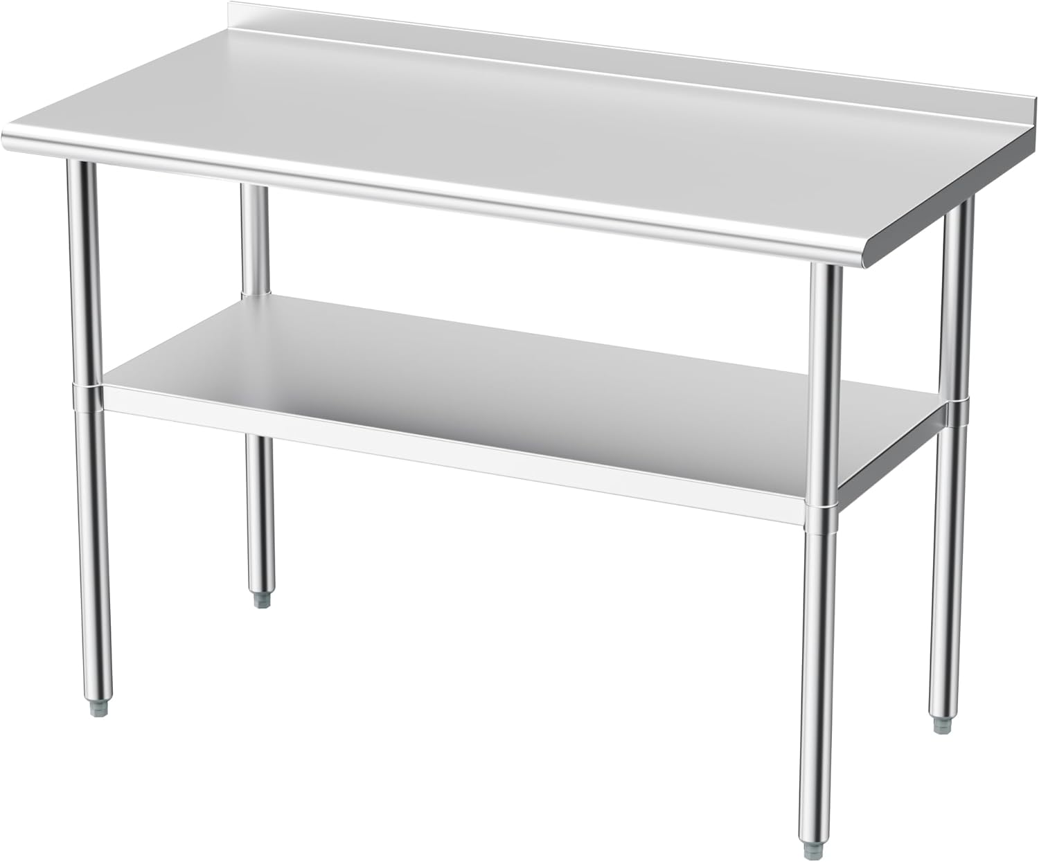Derro Stainless Steel Table for Prep & Work, 24 x 48 in, NSF Metal Commercial Heavy Duty Table with Backsplash and Adjustable Under Shelf and Foot for Restaurant, Home and Hotel