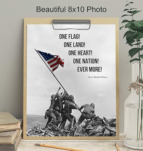 Miniatura 3 de American Flag Wall Art - Marine Flag - Iwo Jima Wall Art Decorations - Marine Corps Photo - Patriotic Gifts for Men, Military Veterans - Office,