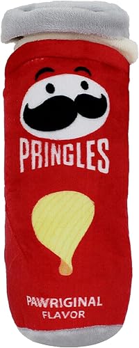 eolo Pringles Squeaky Dog Toy | Fun Plush Chew & Fetch Toy with Built-in Squeaker | Durable & Pet-Safe Dog Toy for Active Play (RED)