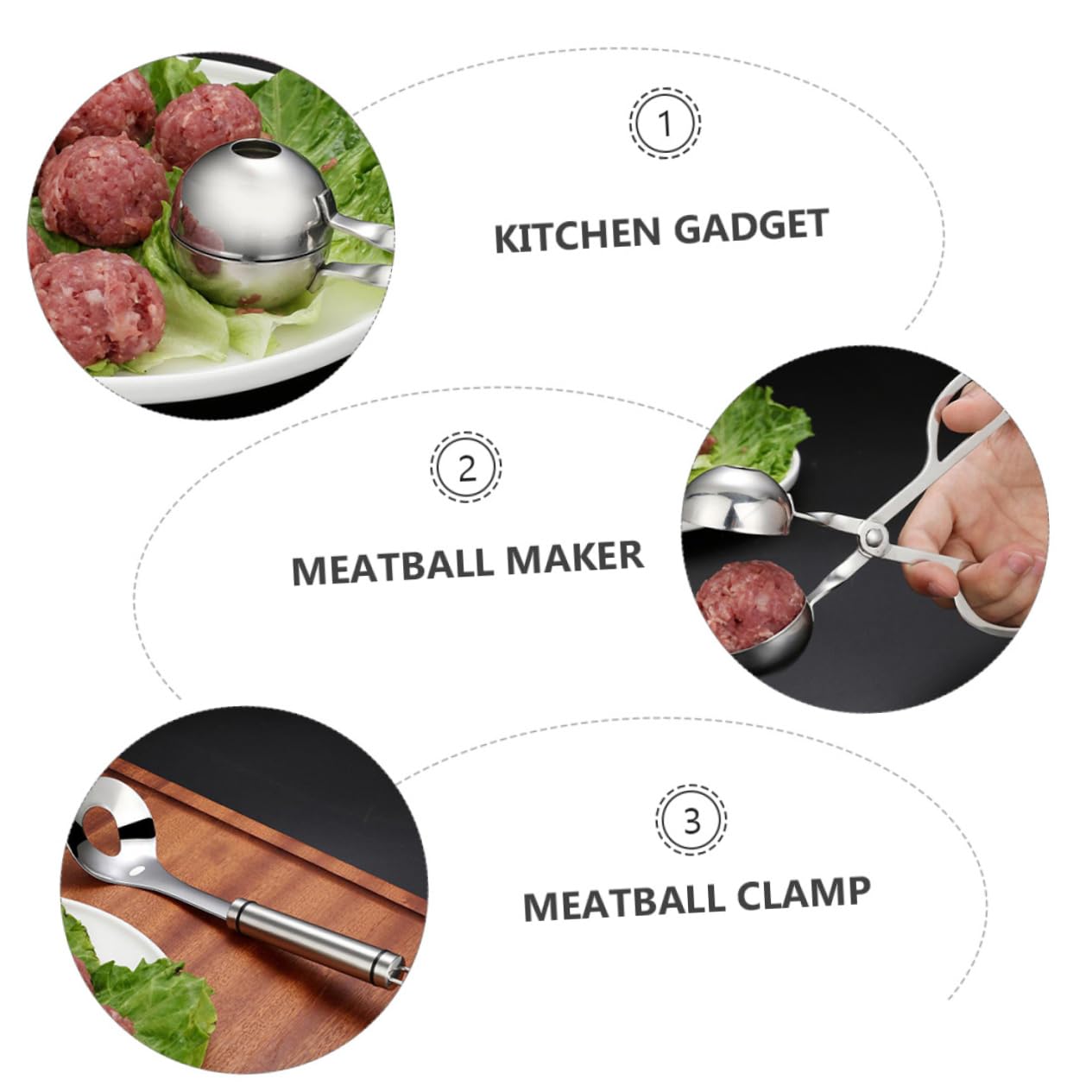 LALADEFIEE Stainless Steel Meatball Maker Tool Spoon and Clip Easy to Use for Home Kitchen Gadget
