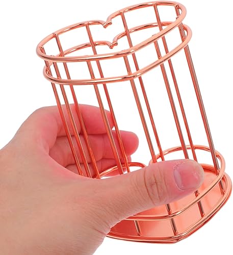 Vista 31 de iplusmile Soporte para bolígrafo de corazón de hierro, contenedor de bolígrafo de corazón, contenedores de escritorio, alambre de maquillaje