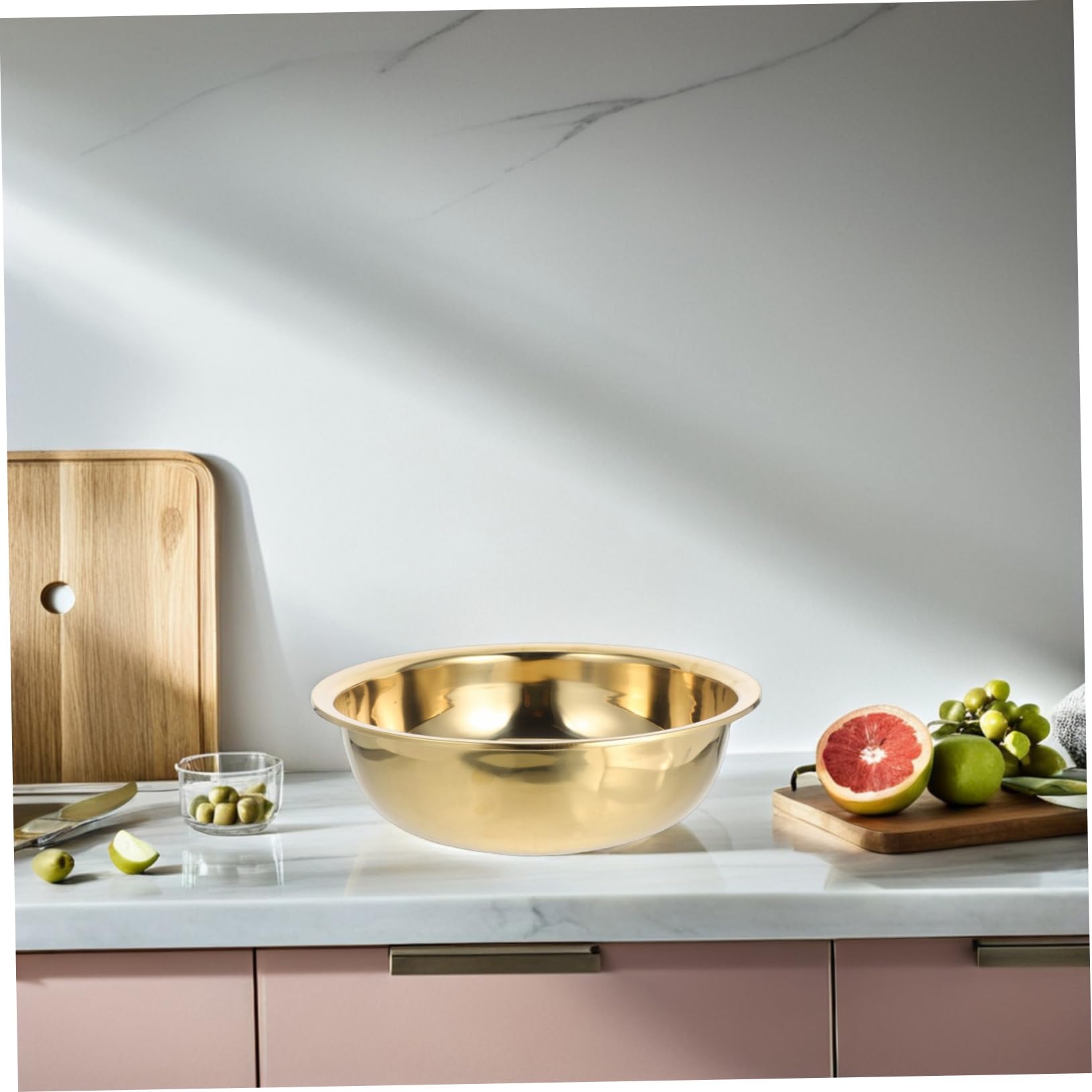 CLISPEED Bassin en acier inoxydable épaissi grands bols pour mélanger seau à pied pour tremper les pieds bac à légumes de cuisine lavabo ménager à pied portable bac à linge Doré