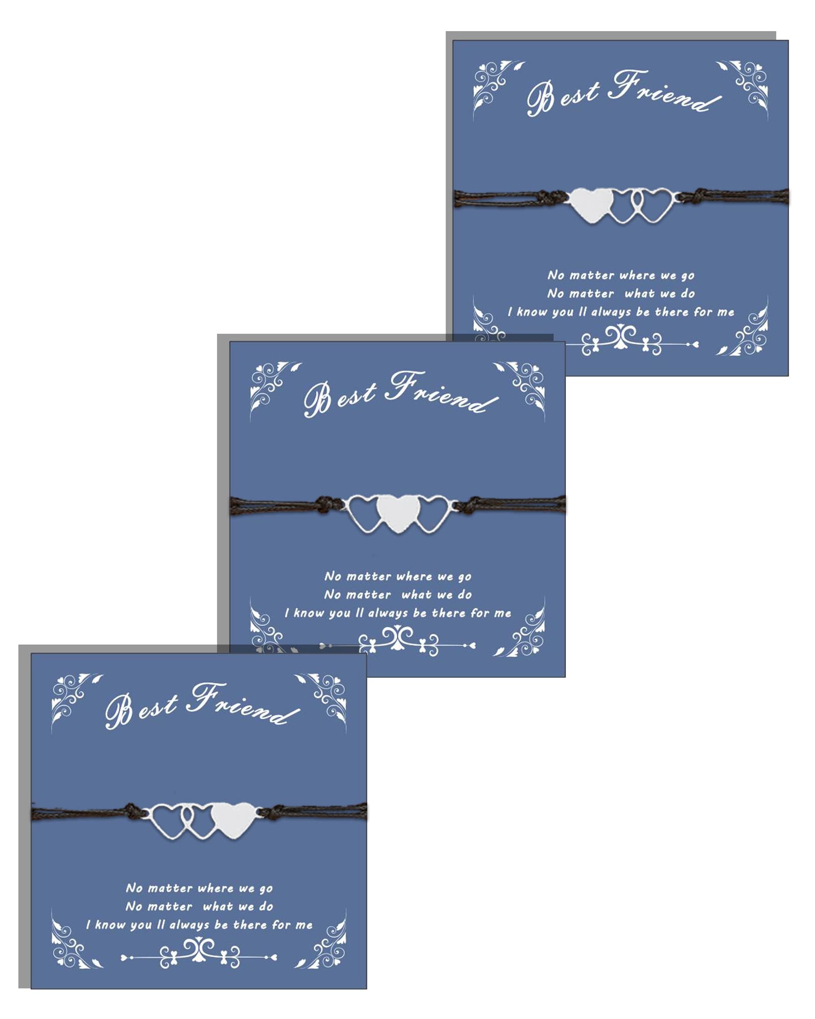 711JEW3/2/1 Pcs Best Friend Bracelets, Sincere Friendship Gifts for Women Birthday Valentines' Day Christmas, Adjustable Jewelry Gifts for Couples Best Friends Sisters