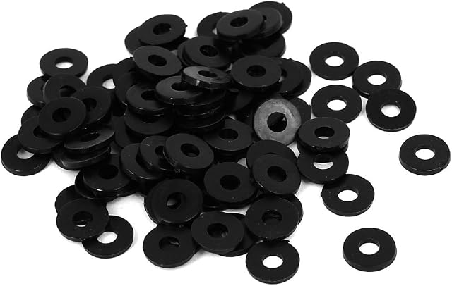 sourcingmap M3 x 8mm x 1mm Nylon Flat Insulating Washers Gaskets Spacers Fastener for Faucet Pipe Water Hose Black 100PCS