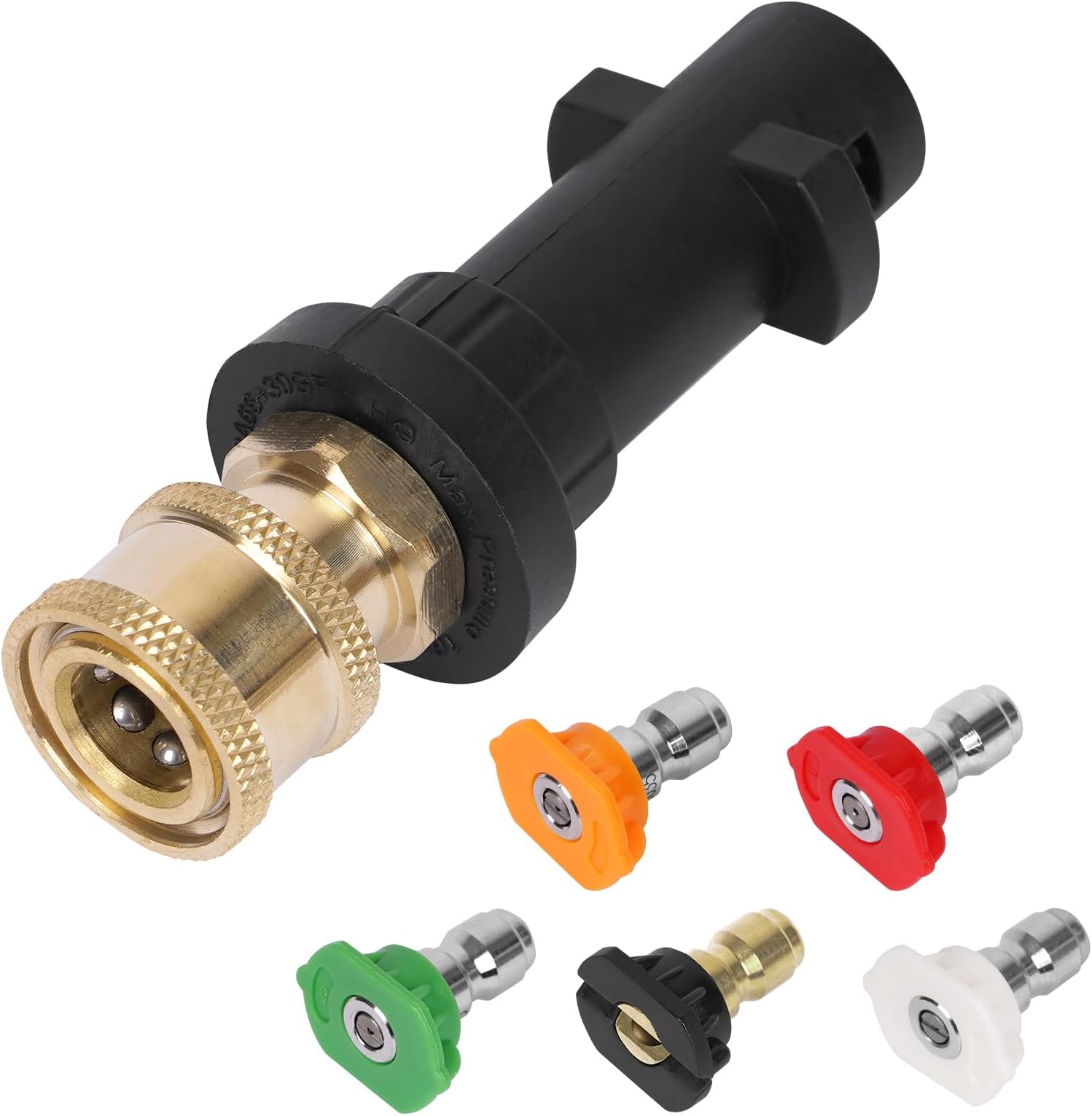 YUET Pressure Washer Adapter Accessories for Karcher K2 K3 K4 K5 K6 K7 Kärcher Handgun,1/4'' Quick Connect Female Fitting,with 5 Power Nozzle Tips Multiple Degrees, 2.5 GPM 3000 PSI