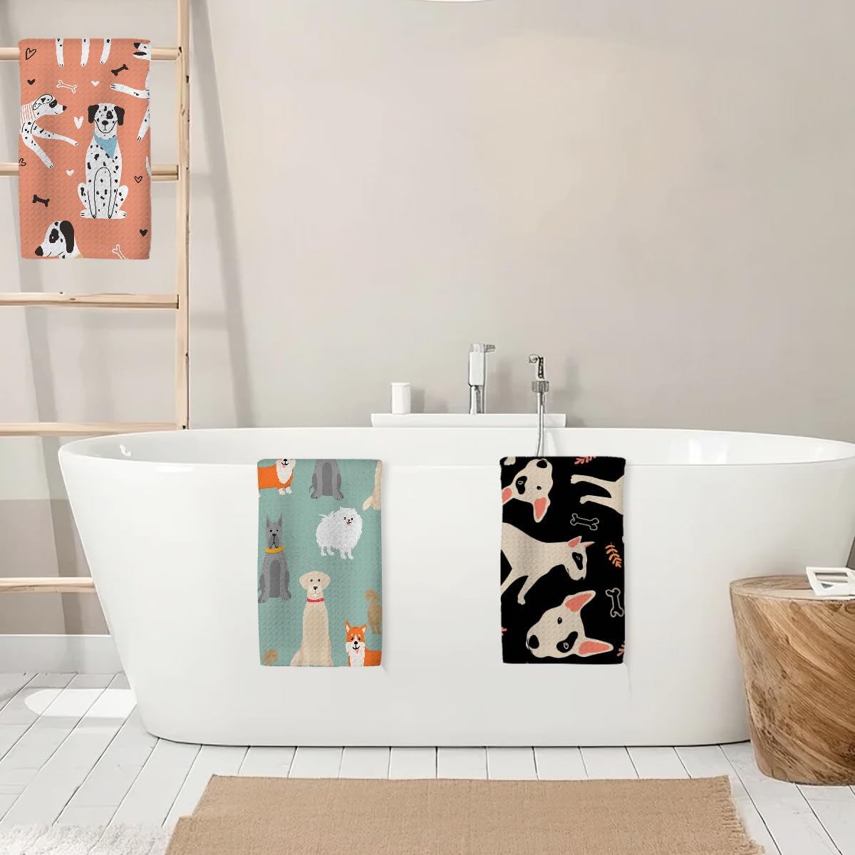 3 Pcs Cute Dog Kitchen Towels, Cartoon Dalmatian Decorative Absorbent Microfiber Dish Cloth Tea Towel, Waffle Soft Hand Towels for Kitchen Home Bathroom, Dog Lover Gifts for Women - Image 5