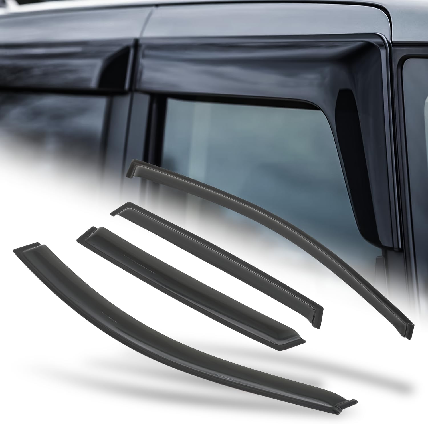 M-AUTO Window Visors Rain Guards Shields Compatible with 03-08 Pontiac Vibe, 03-08 Toyota Matrix, Tape-On Rain Guards Shields, 4 PCs