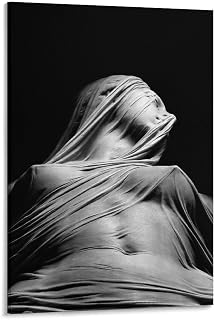 Veiled Woman Statue Poster Renaissance Decor Wall Art Canvas Painting Wall Art 24x36inch(60x90cm) Frame-style