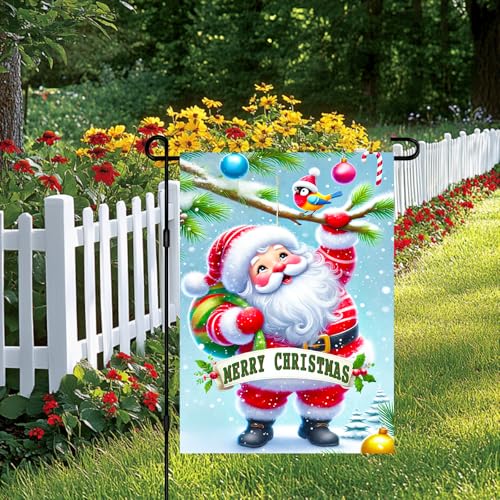 Image of BlissYard Christmas Santa Claus Garden Flag 12x18 Inch Polyester