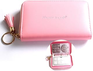 24 Slots Nail Stamping Plate Holder Case Round Square Rectangular Nail Art Stamp Plate Organizer Purple Color Stamping Ablum (Pink)