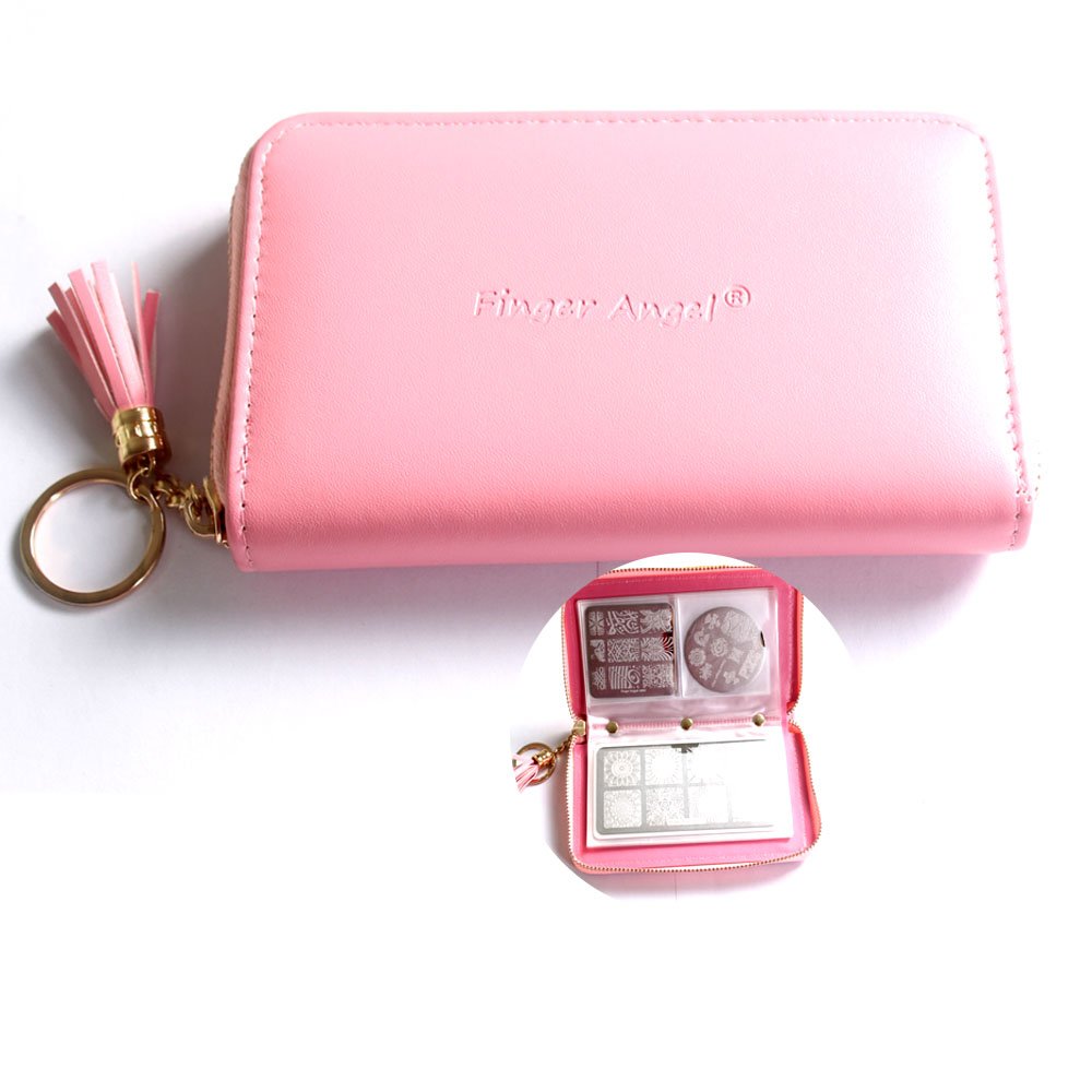 FingerAngel 24 Slots Nail Stamping Plate Holder Case Round