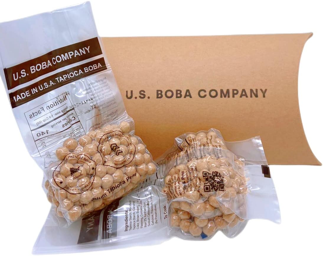 US Boba Co Tapioca Pearl 12oz (6oz X 2) | Made in USA | for Bubble Tea Milk Tea Coffee Shaved Ice Topping | 12 oz TAP208 X 2