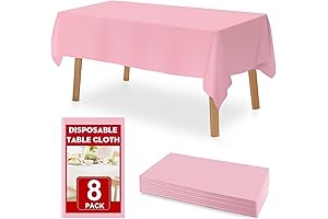 8-Pack 54" x 108" Disposable Plastic Table Cloths in Elegant Pink