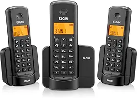 Telefone sem fio + 2 Ramais sem Fio TSF8003 Elgin com identificador Preto