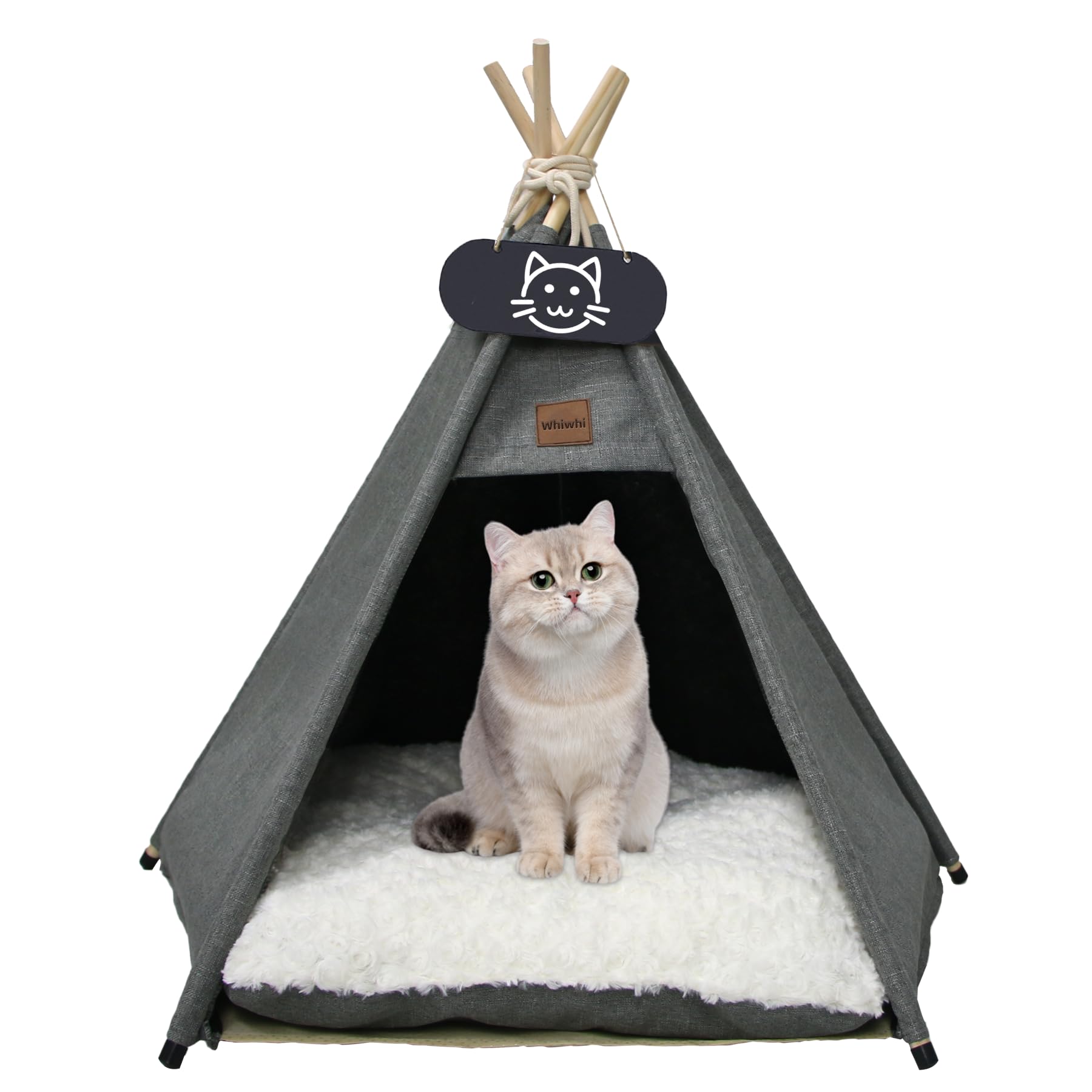 Tente de Tipi pour Chien Animaux Tente avec Coussin Lavable Niche Chien et Chat Intérieur Tente de Jeu pour Chien de Compagnie 60x60x70cm