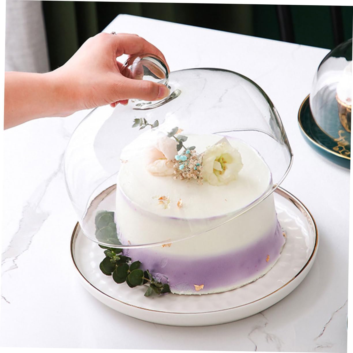 BESTYASH Vassoio per Dolci in Vetro Bianco Elegante, Set, per Esposizione Snack e Cupcakes, per Feste e tè Pomeridiani in Famiglia