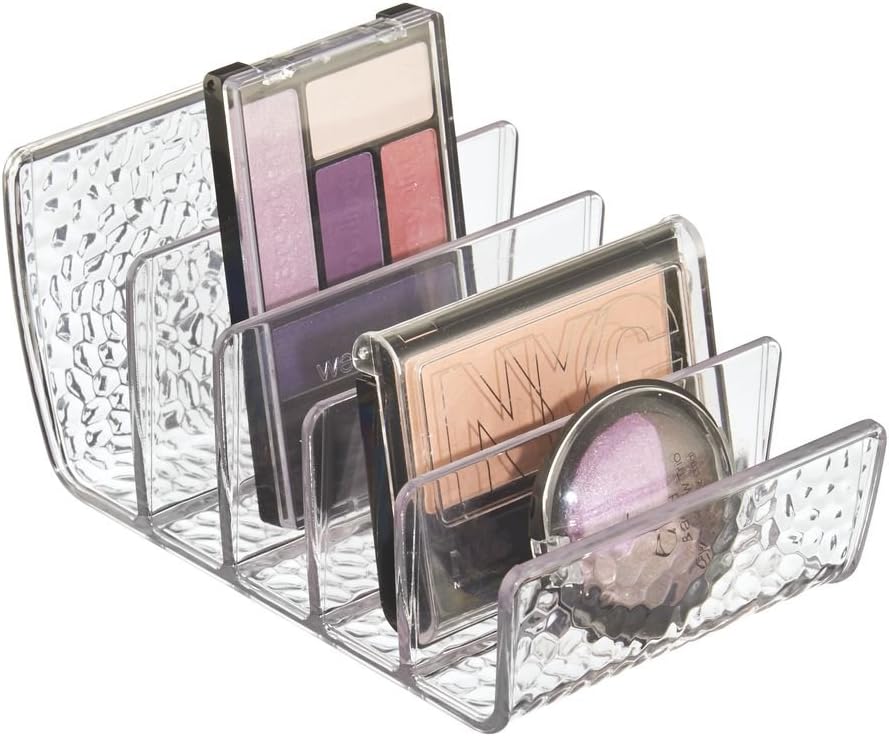 Rain Vertical Textured Plastic Palette Organizer for Storage of Cosmetics, Makeup, and Accessories on Vanity, Countertop, or Cabinet, 9.25" x 3.86" x 3.20"