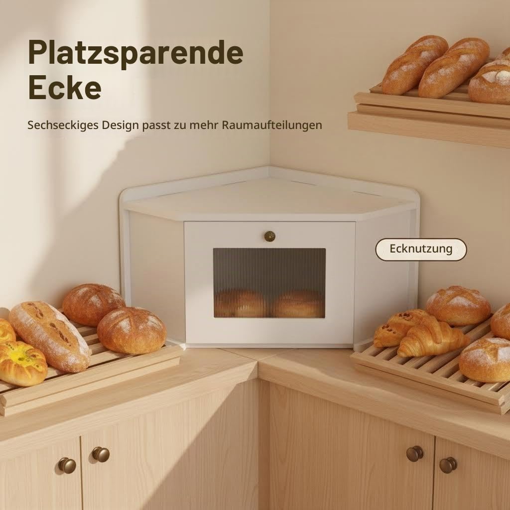 Großer Brotkasten aus Naturholz, 41 x 27 x 13 cm – TraditionellerBrotkasten mit Rollverschluss – Brotkasten im Retro-Stil für die Küche – Brotkasten aus Holz, der Brot frisch hält (Weiß Brotkasten)