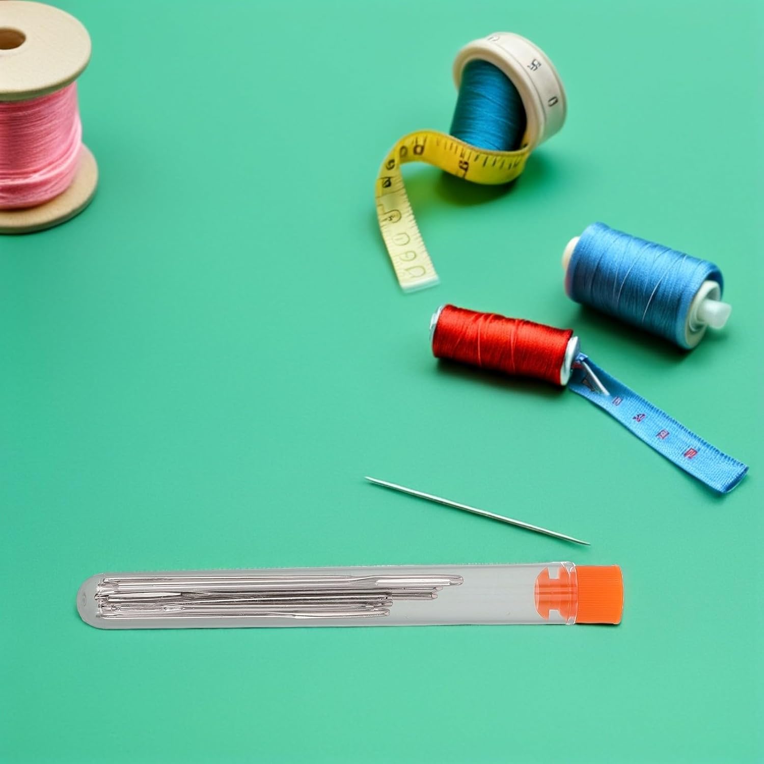 VILLFUL Large Eye Sewing Needle Set Safe and Sturdy Needles Stainless Steel 54pcs Preventing Catches for Hand Sewing and Yarn Crafting for Stitching Fabrics and DIY Projects