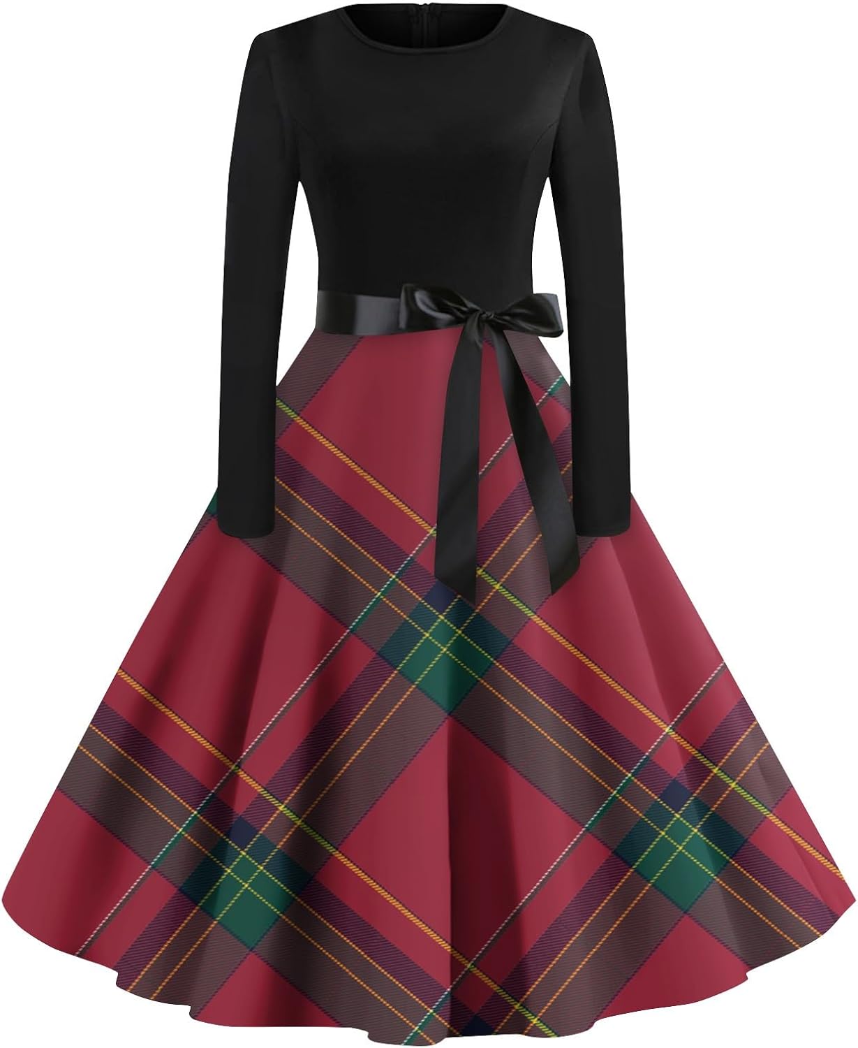 Christmas Dress for Women,Plaid Long Sleeve Fall Dress for