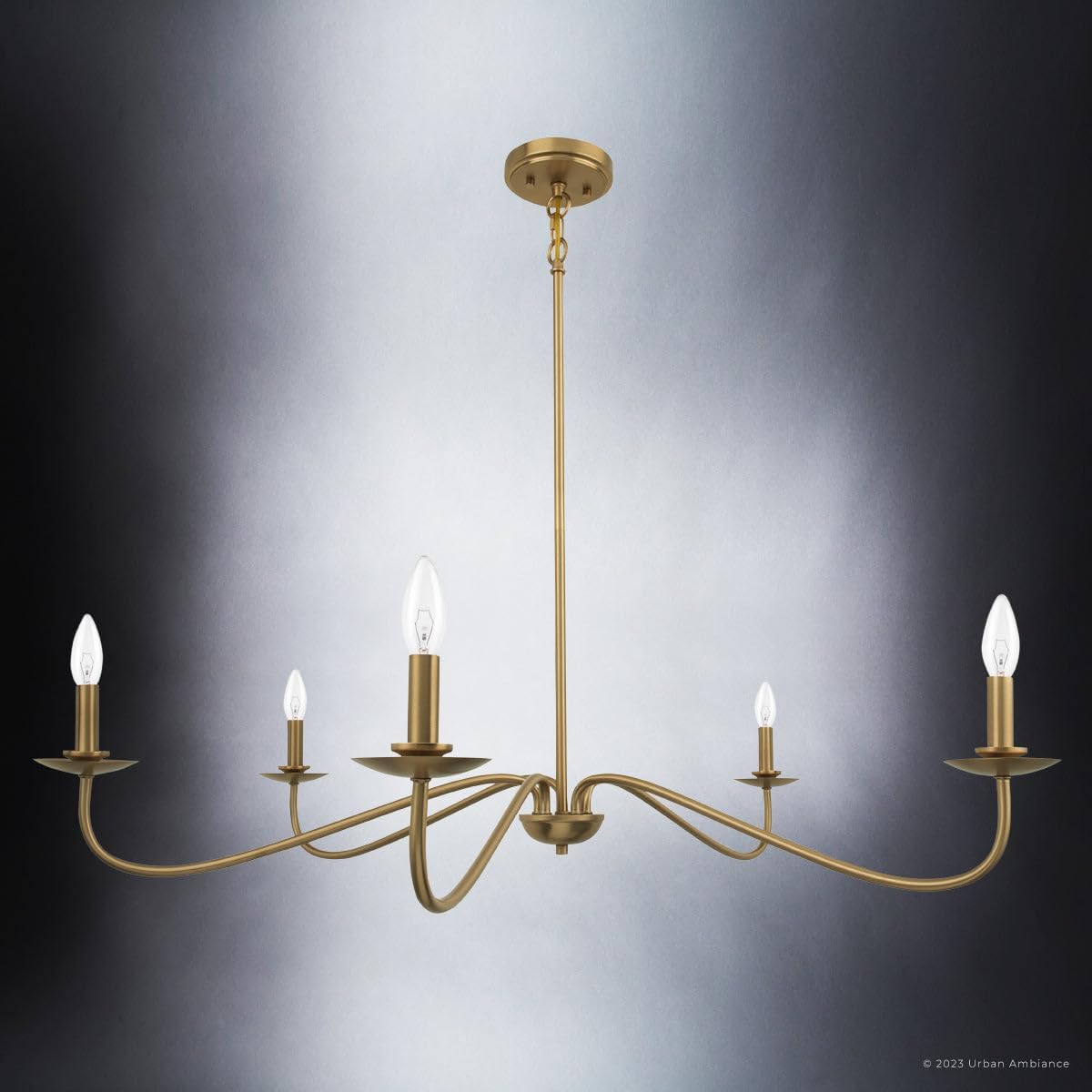 Urban Ambiance Luxury New-Traditional Chandelier, Large Size: 12''H x 41''W, with Traditional Style Elements, Brushed Gold Finish, ULB2061, Lygos Collection
