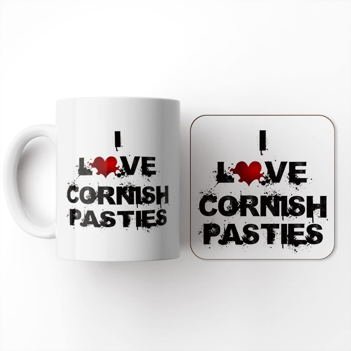 The Victorian Printing Co - I Love Food - Cornish Pasties - Mug and Coaster Set, Ceramic, 11 fl. oz.