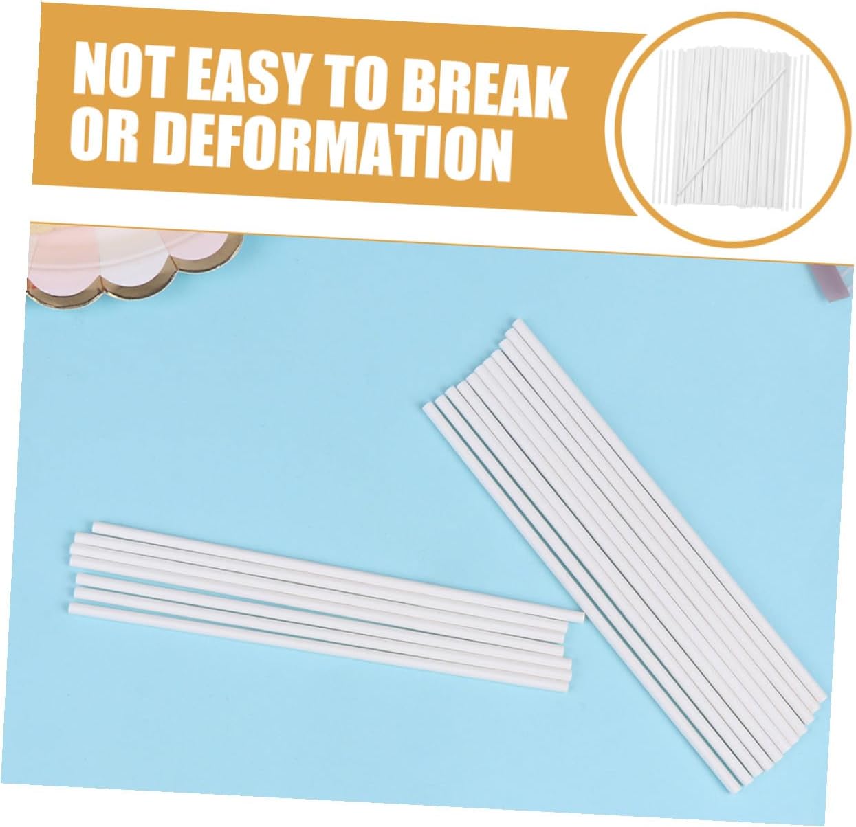 TOYANDONA 300pcs White Candy Paper Sticks 15cm X 4mm, Lollipop Sticks for Cake Pops and Candy Making, Food-safe Paper Marshmallow Rods for DIY Chocolate and Dessert Baking