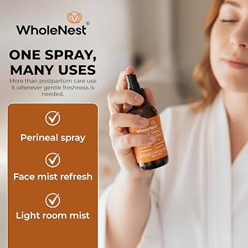 Postpartum Essentials Multi-Use Perineal Spray | All-Natural Postpartum Spray with Witch Hazel & Frankincense Oil | Gentle Support for Face & Room Mist, Birth Recovery & Breastfeeding | 60ml