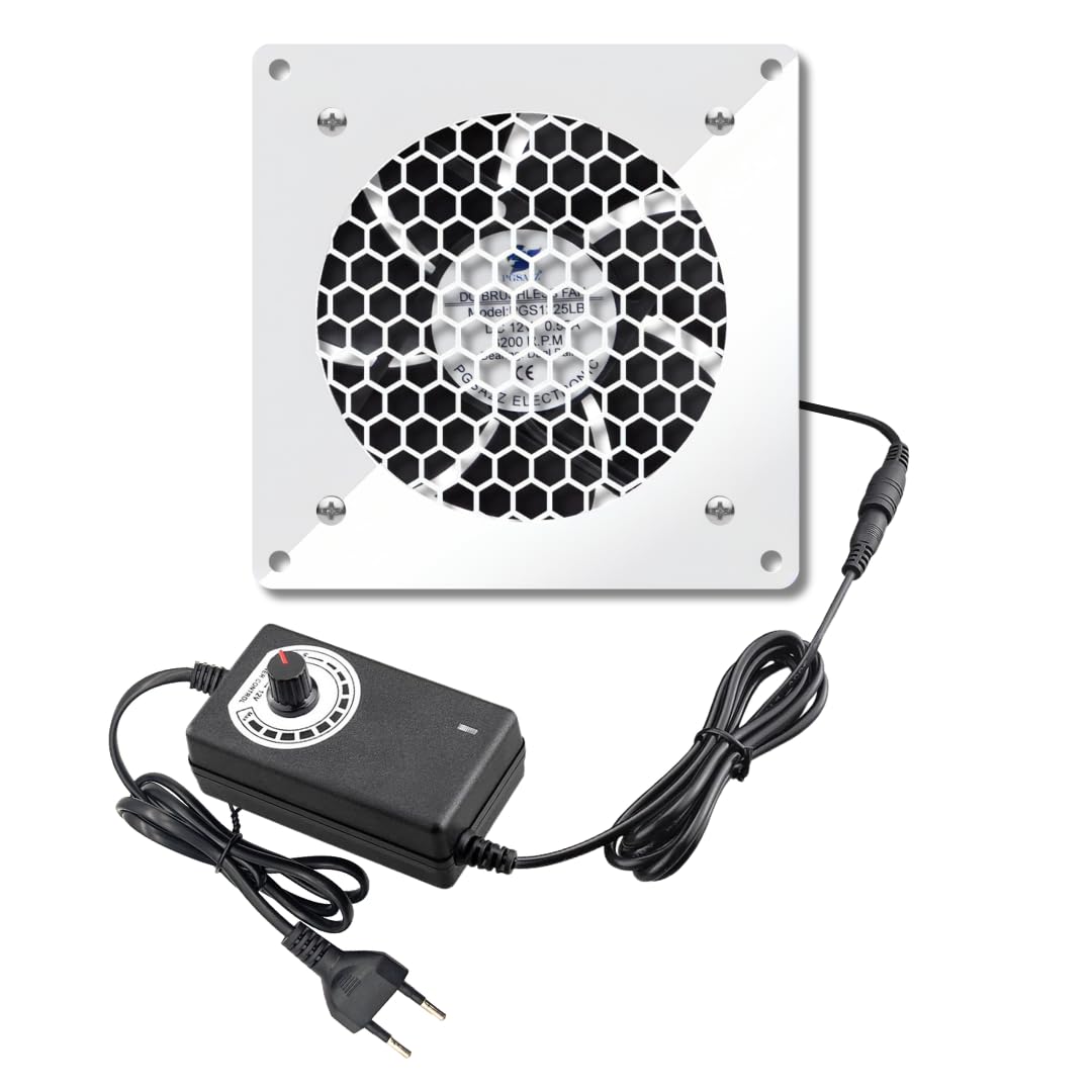 PGSA2Z Cabinet Fan with AC Plug, 120mm, 120V/110V/220V, Variable Speed Controller, Axial Fan, 12V, for Electronics, PC Cabinet, Doorway, Receiver, Xbox, Home Theatre (B0D7CZ3ZD6) Amazon Price History, Amazon Price Tracker