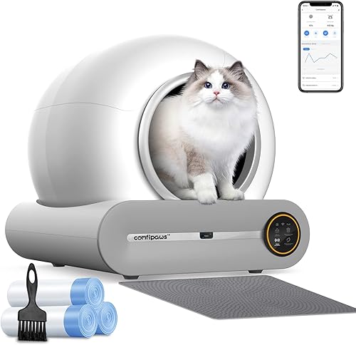 Comfipaws Caja de arena automática para gatos autolimpiante para múltiples gatos, caja de arena para gatos robot de limpieza automática con control