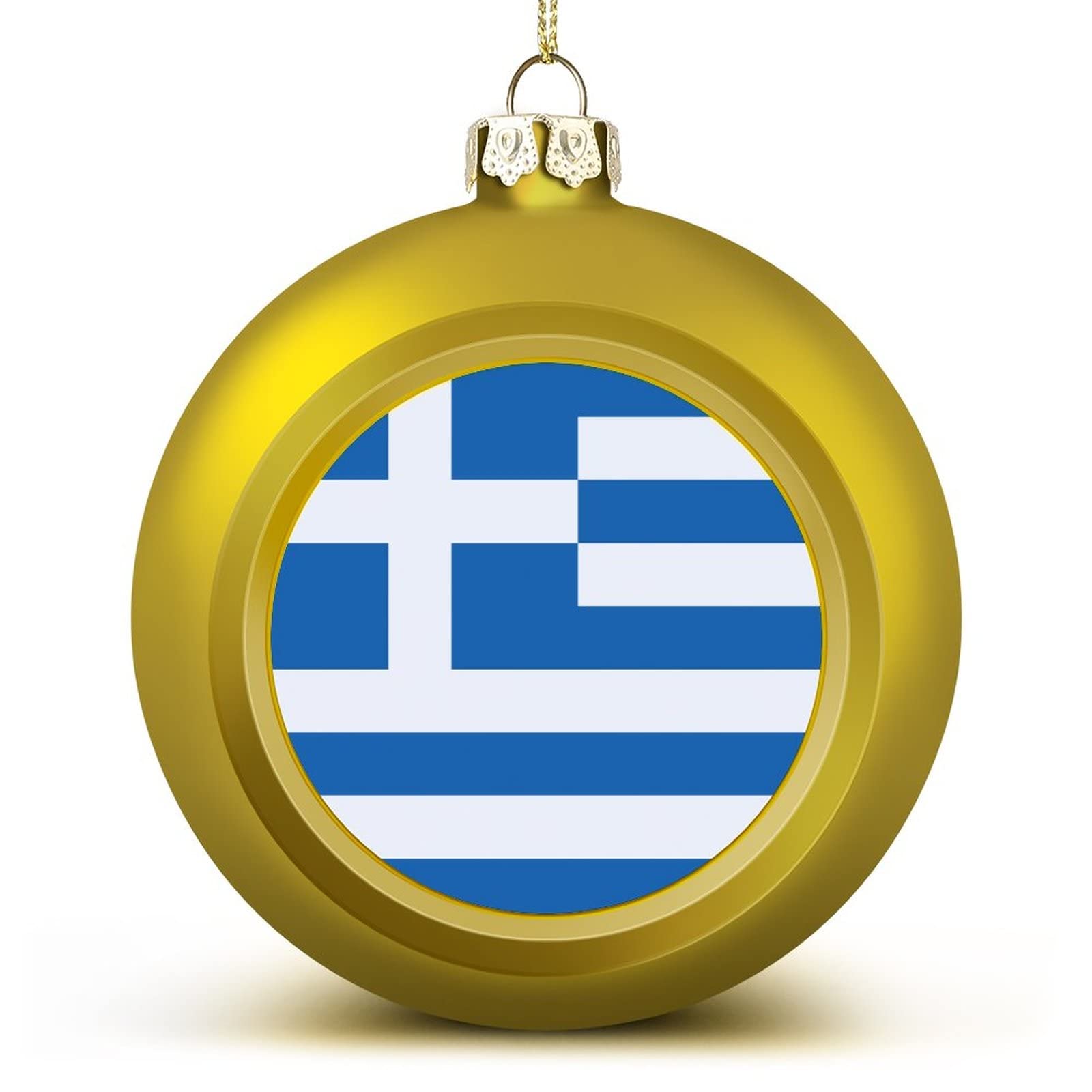 Greece Flag Christmas Balls Ornaments - National Flag Keepsake - Golden Greece Hanging Ornaments Balls for Christmas Trees Merry Christmas Baubles New Year for Family