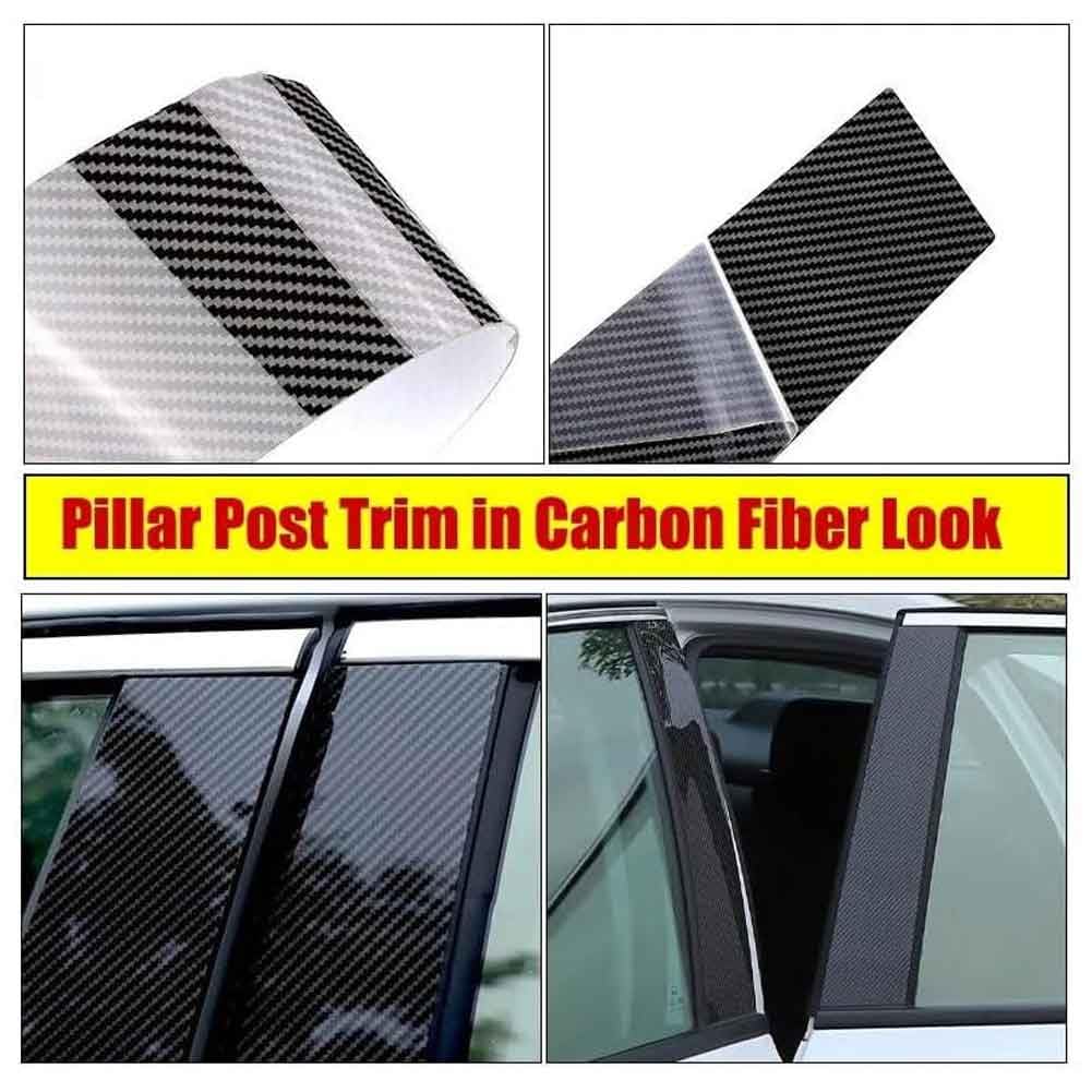 Coche Poste Pilar Pegatina Decorativa para Peugeot 3008 T84 2007-2016, B/C Ventana de Puerta Columna Central Pegatinas del Embellecedor Accesorios,B/Carbon Fiber Look