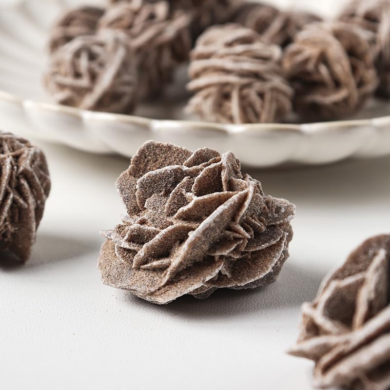 Namzi 4 Pieces of Brown Natural Stone 1-2cm Desert Rose raw Stone Mineral Rare Stone Collection Fish Tank Viewing Home Decoration Ornaments