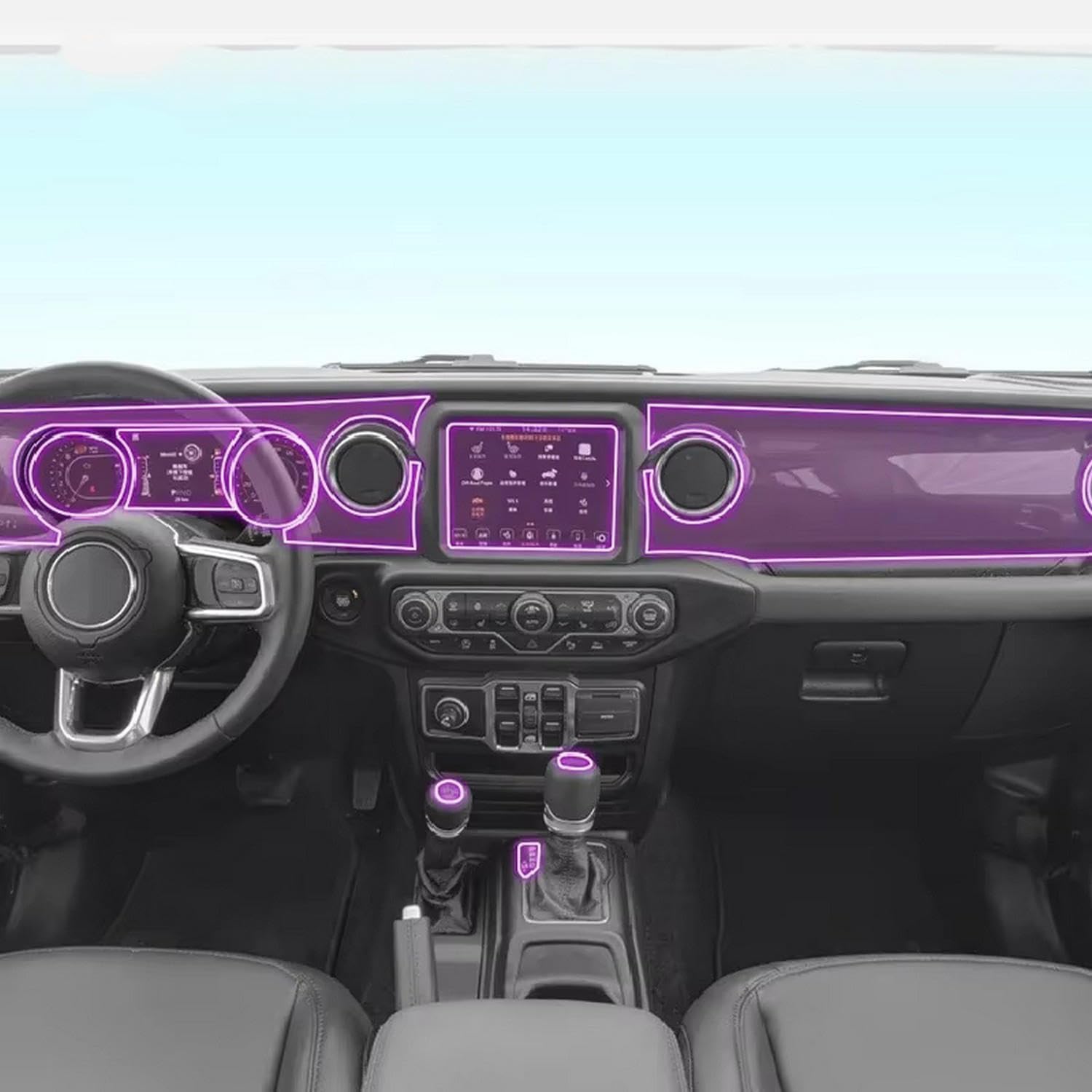 Éviter les rayures console Jeep Wrangler Rubicon protection écran TPU transparent